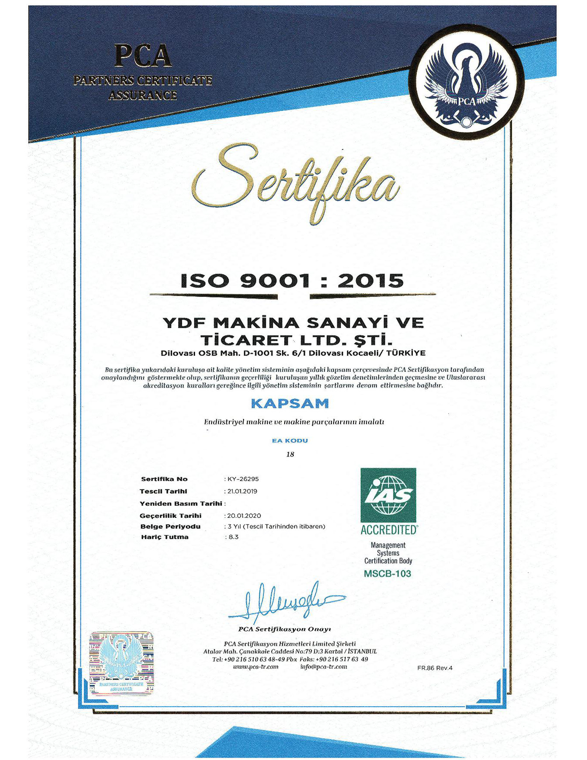 Our Certificates